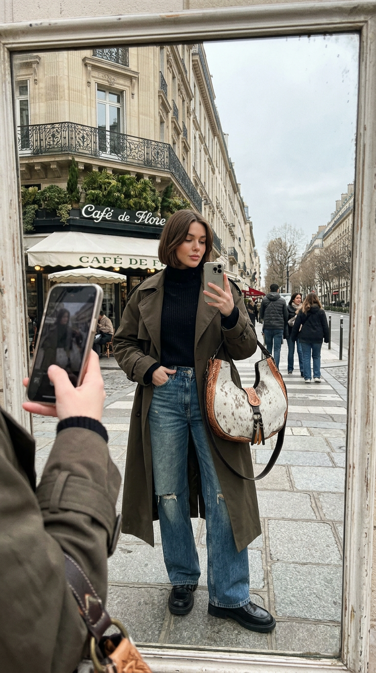 AI product shot of Saddle Luxe Cowhair Hobo Bag – Western Chic Handcrafted Purse