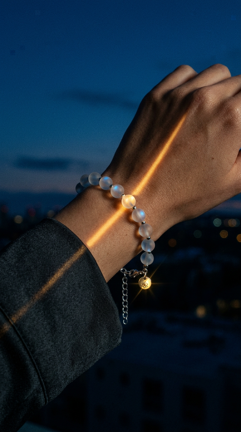 AI product shot of Mermaid Glass Bead Bracelet - Matte White
