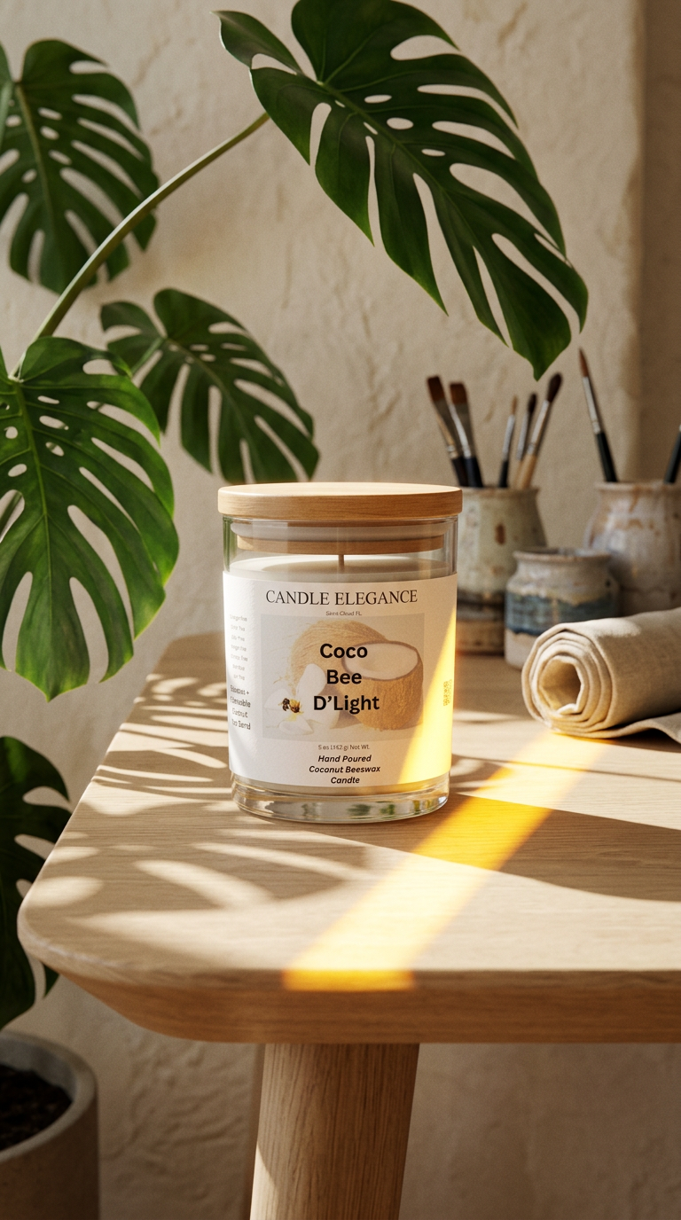 AI product shot of Coco Bee D'Light Coconut Beeswax