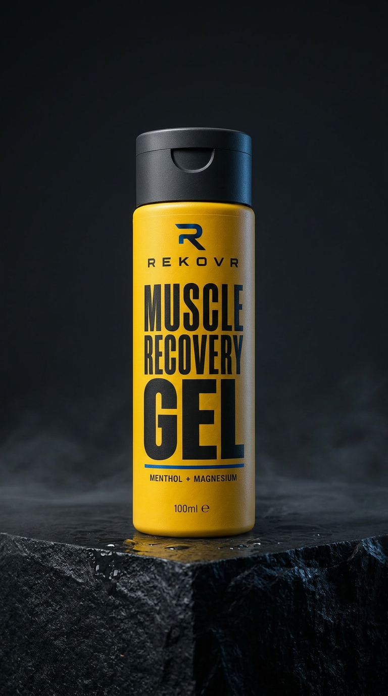 AI product shot of REKOVR Muscle Recovery Gel