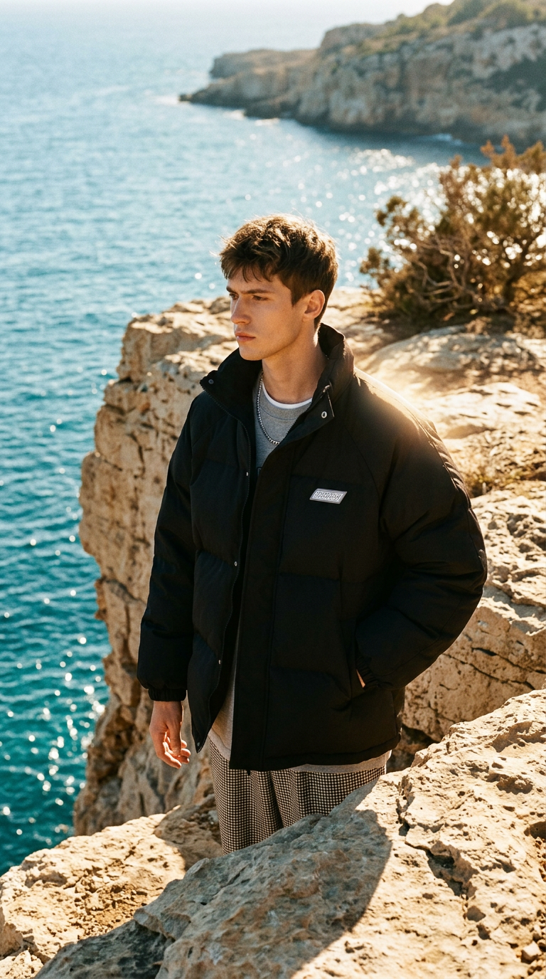 AI product shot of Hong Kong-style Puffer Jacket Trendy