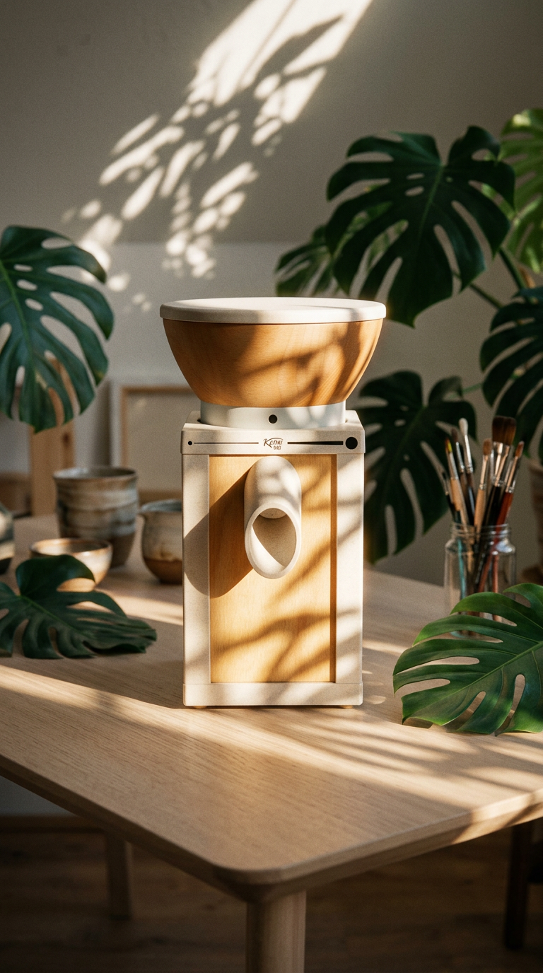 AI product shot of KoMoMio grain mill