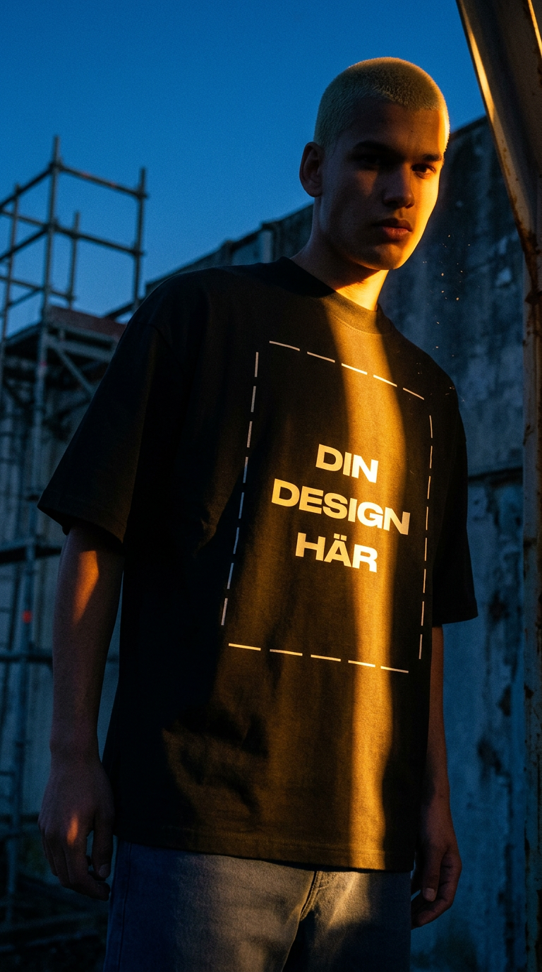 AI product shot of Oversized t-shirt med eget tryck till personal
