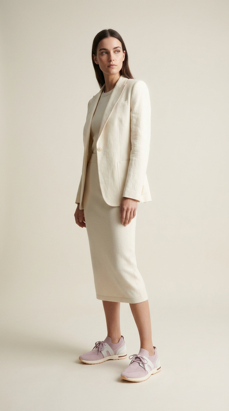 AI product shot of Loro Piana Flexy Walk Sneakers Women's Pink Sand