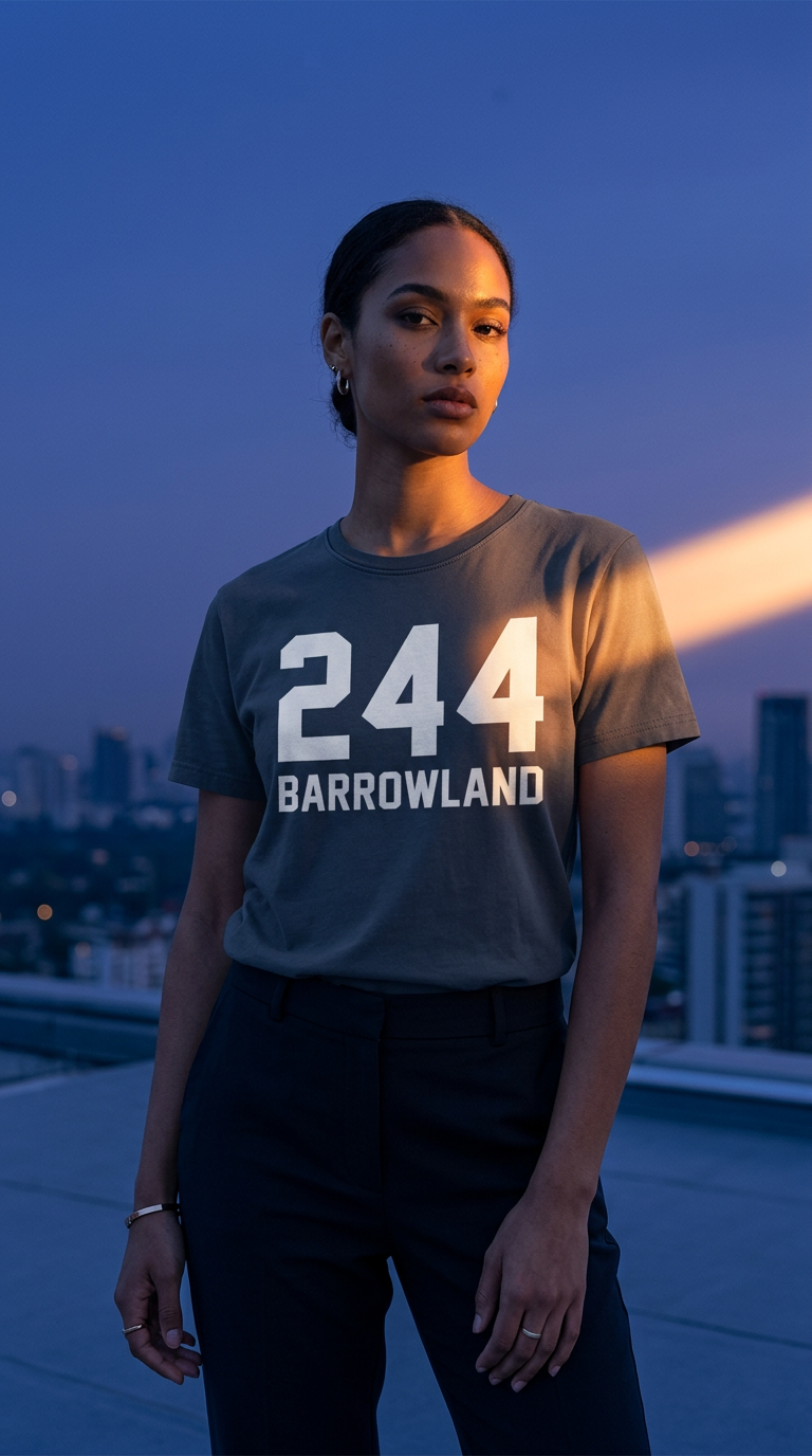 AI product shot of 244 COLLEGE T-SHIRT