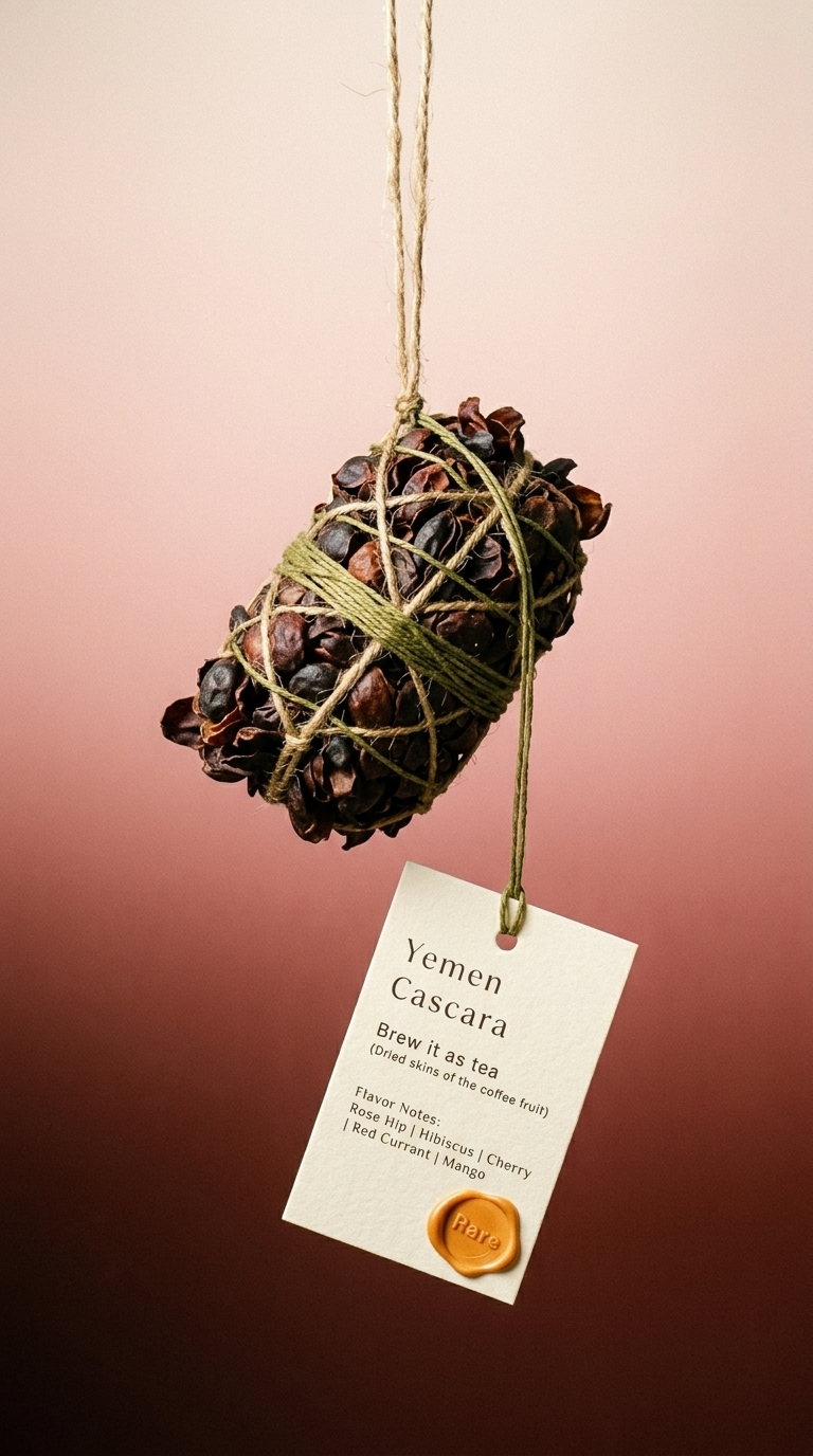 AI product shot of Yemen - Cascara (Qishr) 也門 - 卡斯卡拉