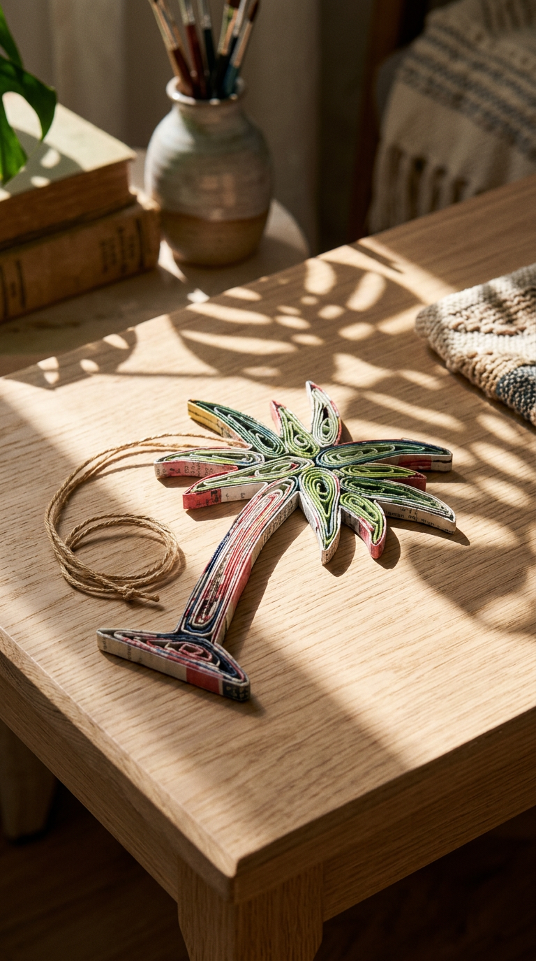 AI product shot of Palm Tree Ornament - Recycled Paper