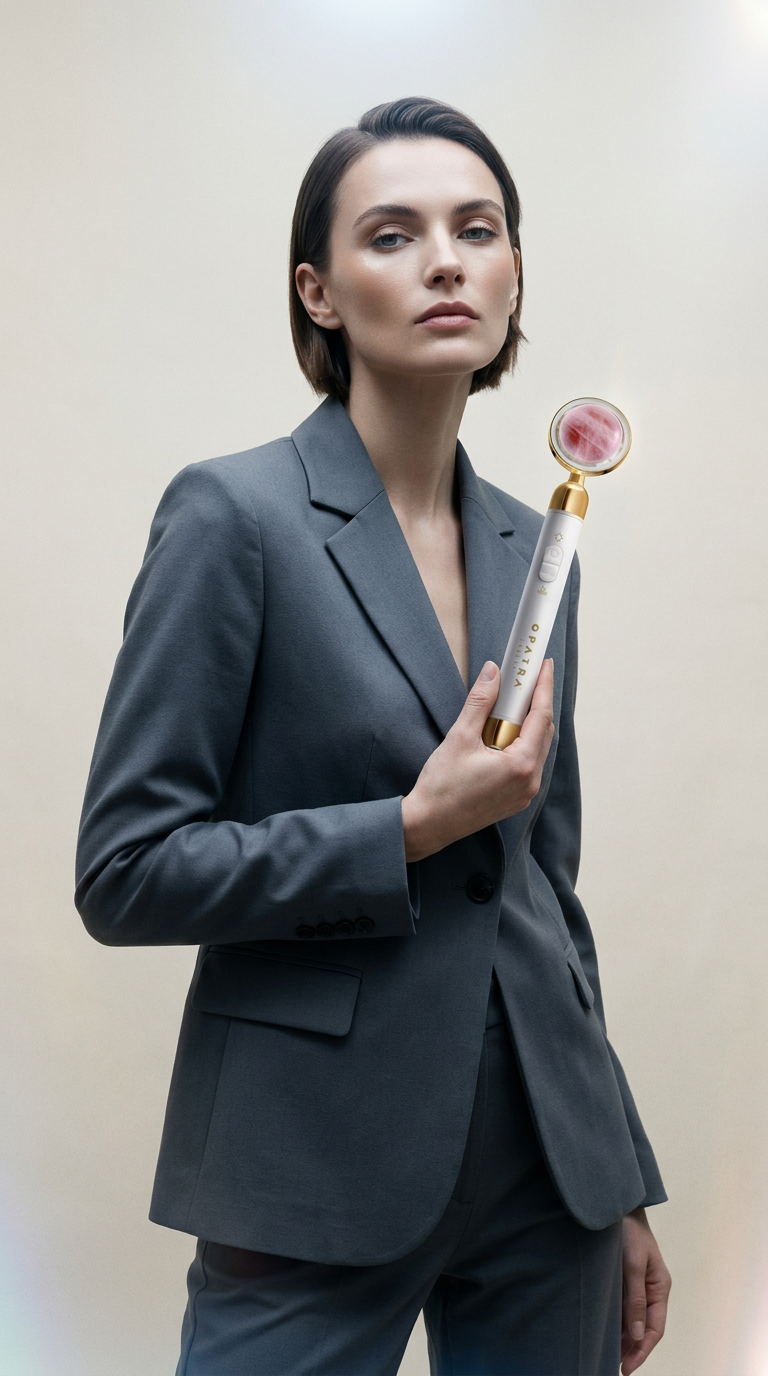 AI product shot of LUMIQUARTZ ROSE FACE WAND