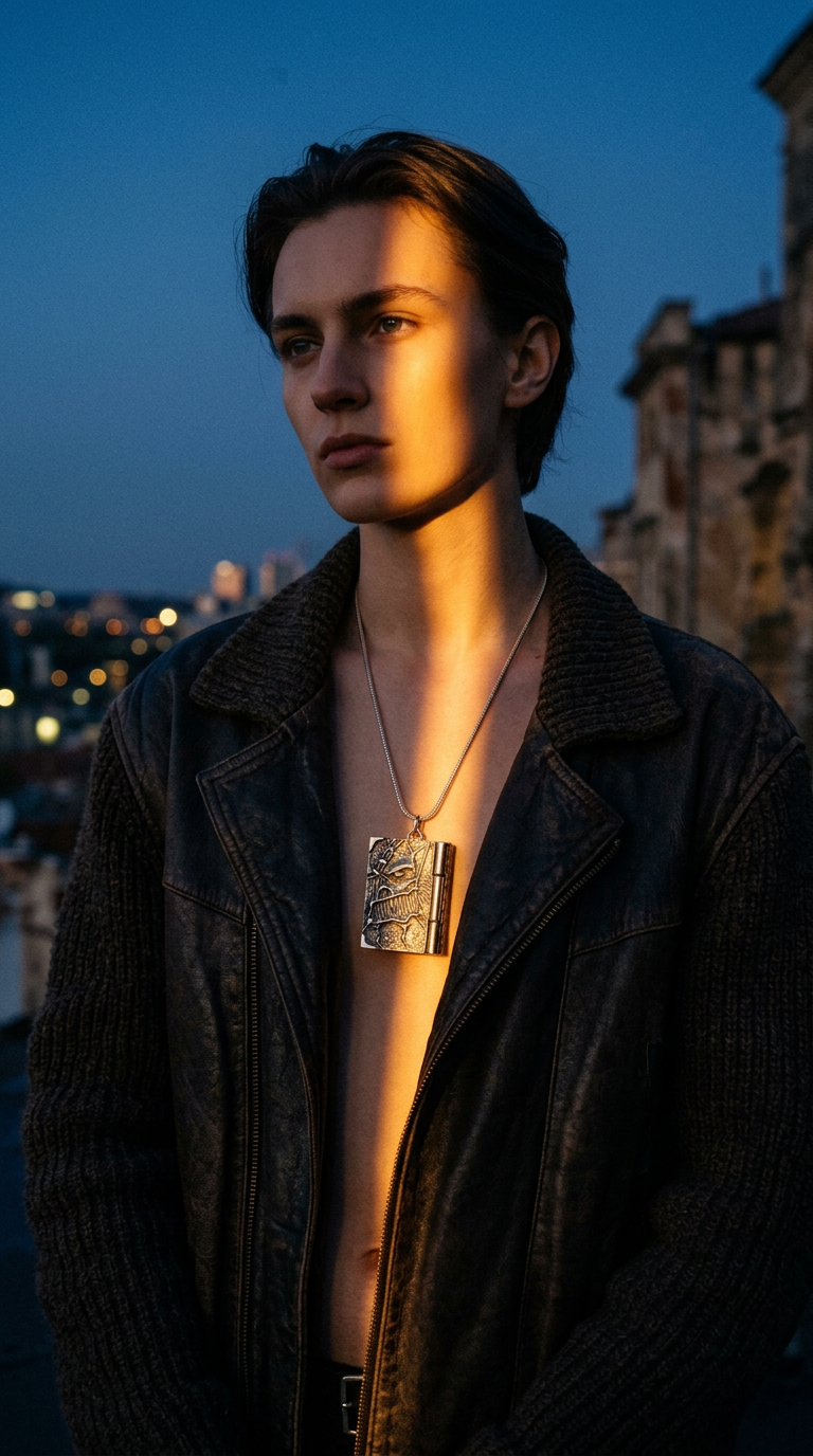 AI product shot of Necronomicon book locket