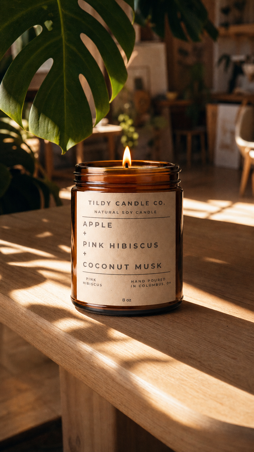 AI product shot of Pink Hibiscus | Apple, Pink Hibiscus, & Coconut Musk