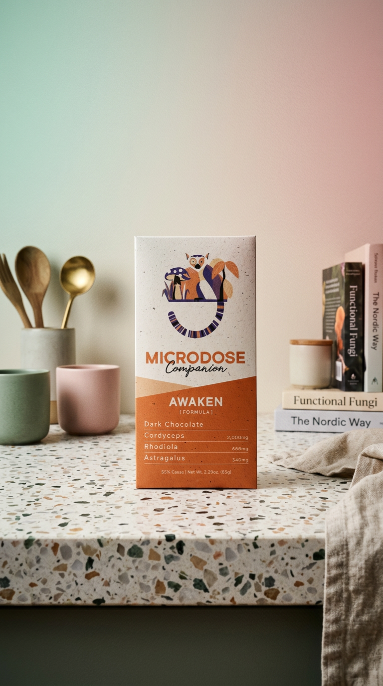 AI product shot of Awaken Chocolate Bar