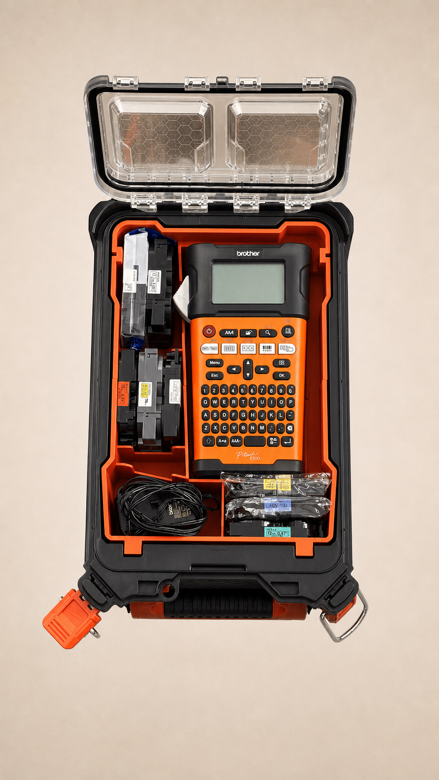 AI product shot of E300 – Milwaukee Packout Inserts for BROTHER Labeller E300 Ptouch Insert Tray
