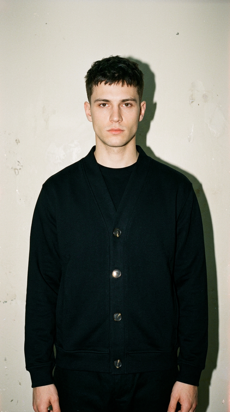 AI product shot of Essential Heavyweight Sweat Cardigan