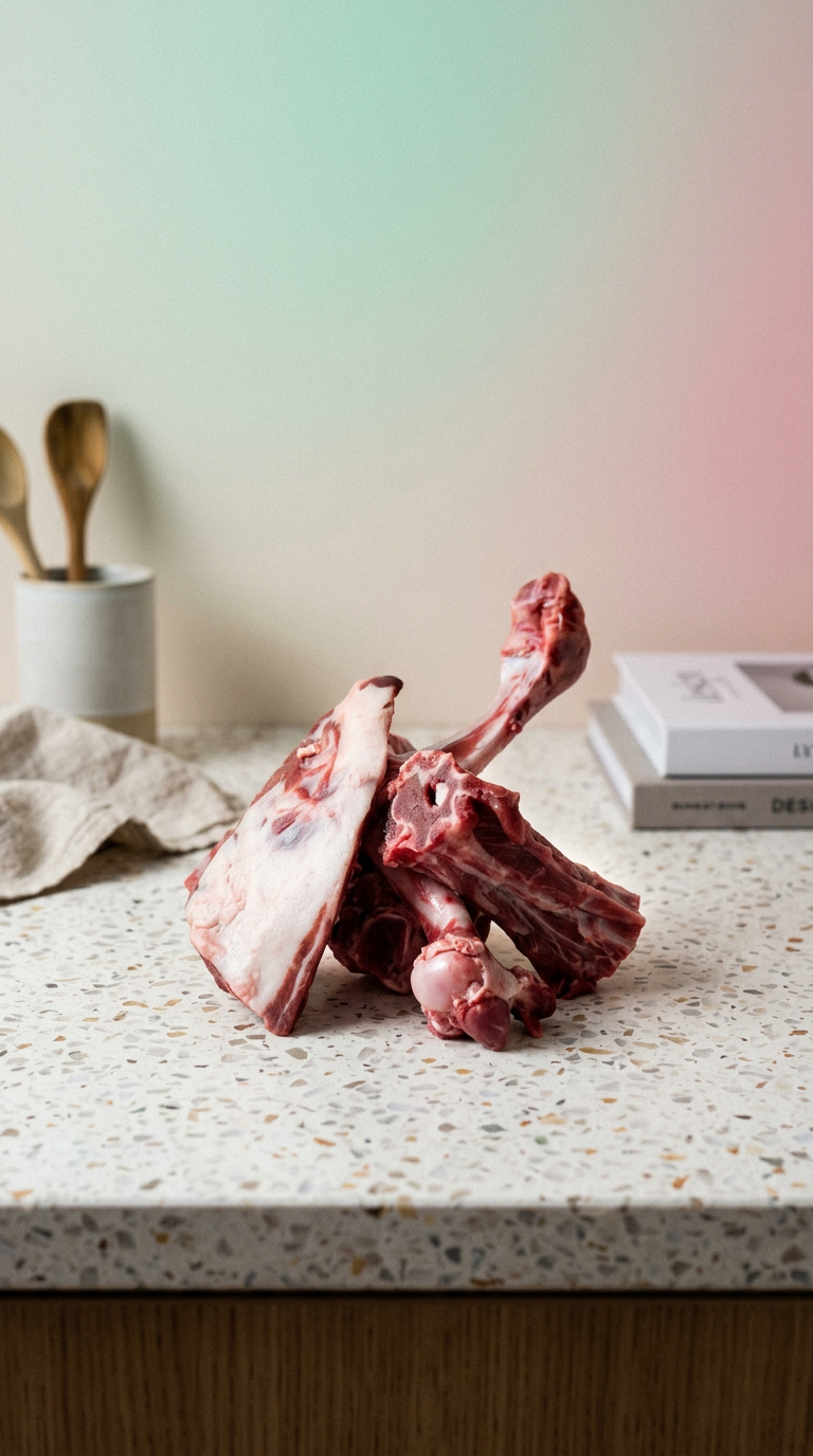 AI product shot of Mixed Bag Raw Lamb Bones - 1kg