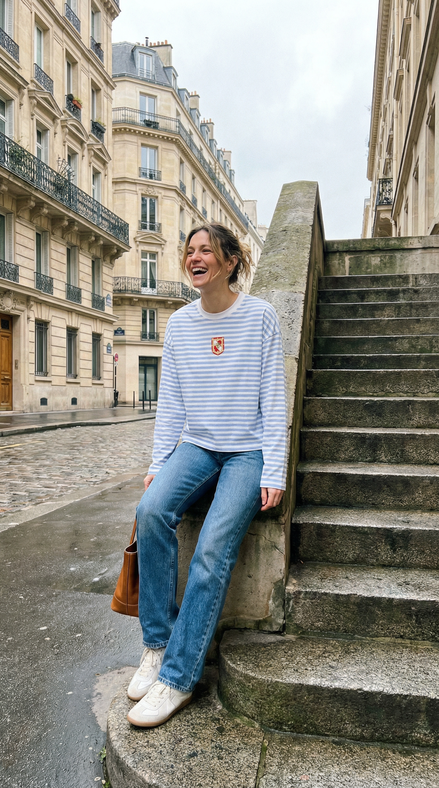 AI product shot of “Call Me” Striped Long Sleeve