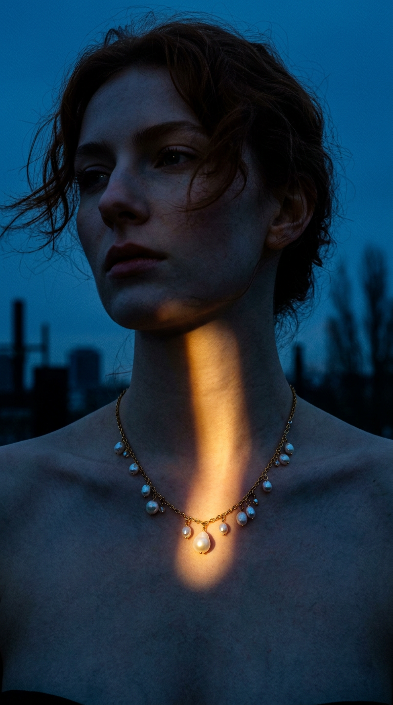 AI product shot of 18k Gold-filled {Perla} Pearl Necklace