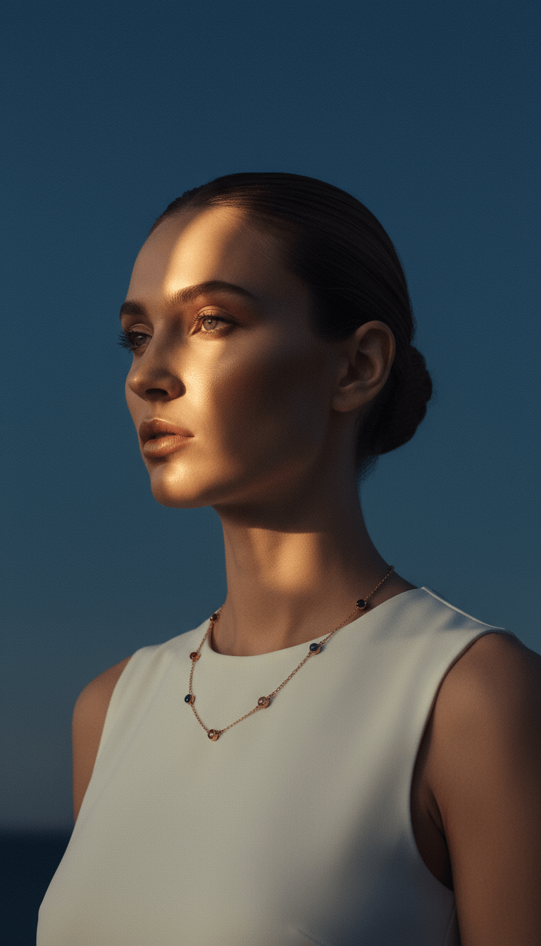 AI product shot of FOLLOW ME GOLD FILLED NECKLACE