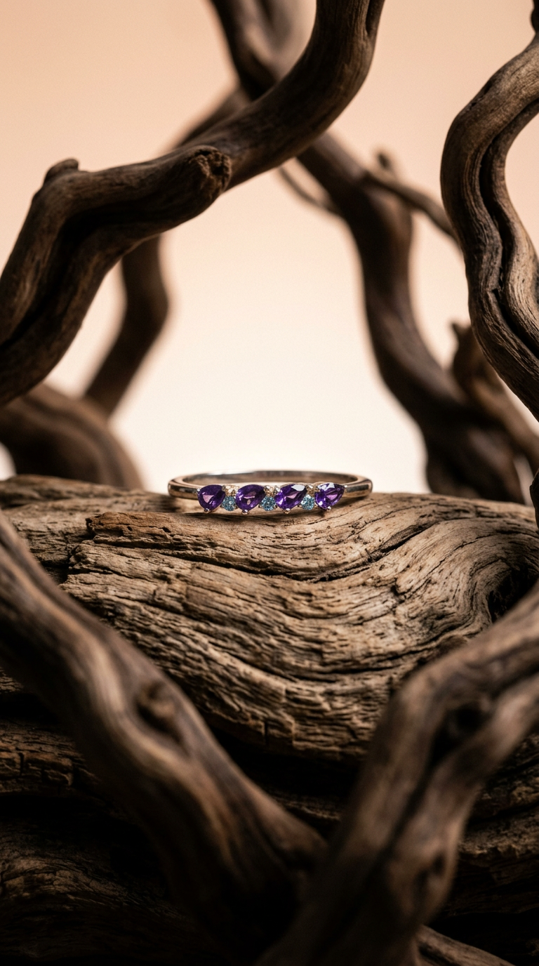 AI product shot of Amethyst & Diamanten Ring | 925 Silber