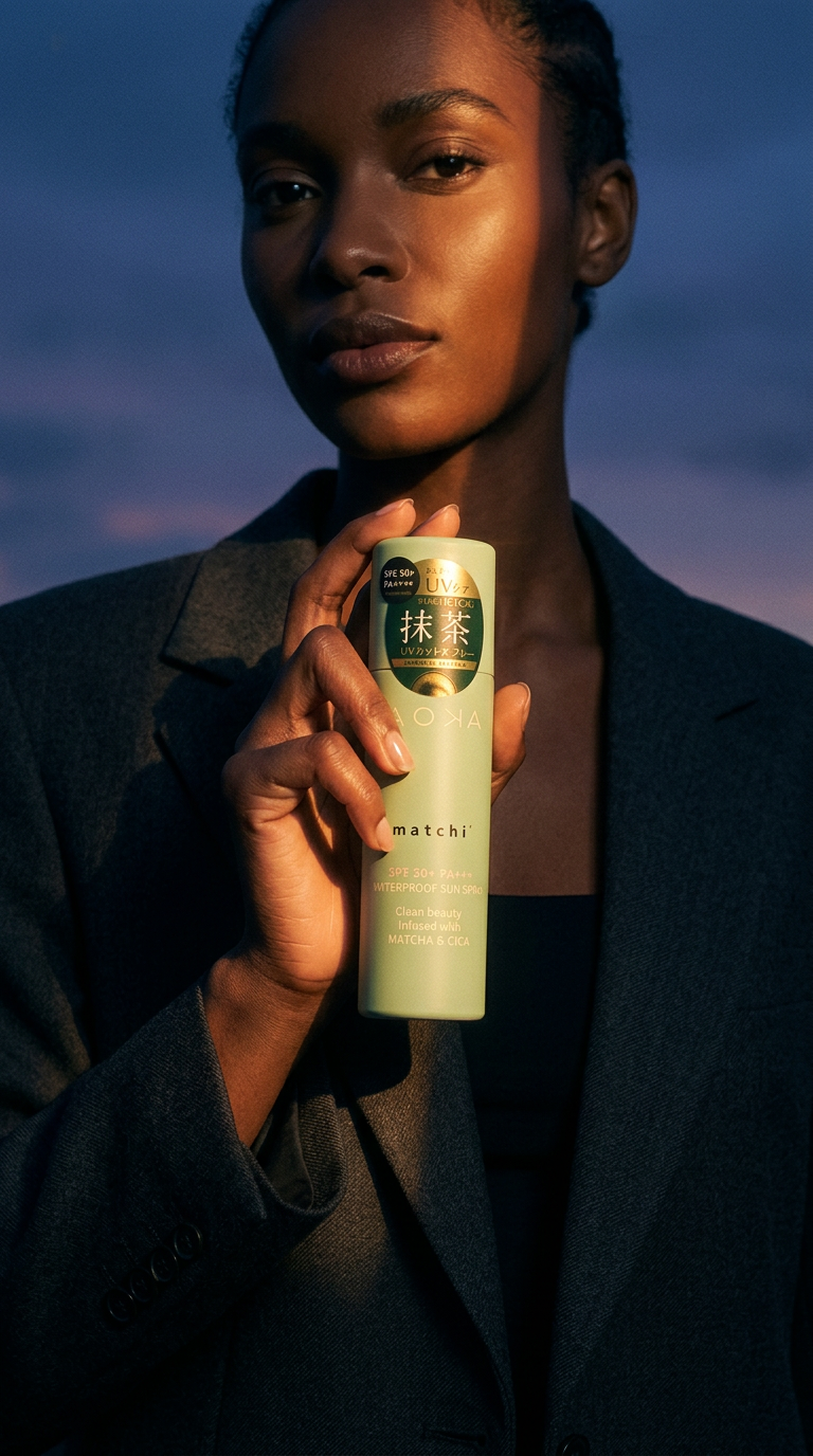 AI product shot of AOKA WATERPROOF SUN SPRAY SPF50+ PA++++ 100 ml