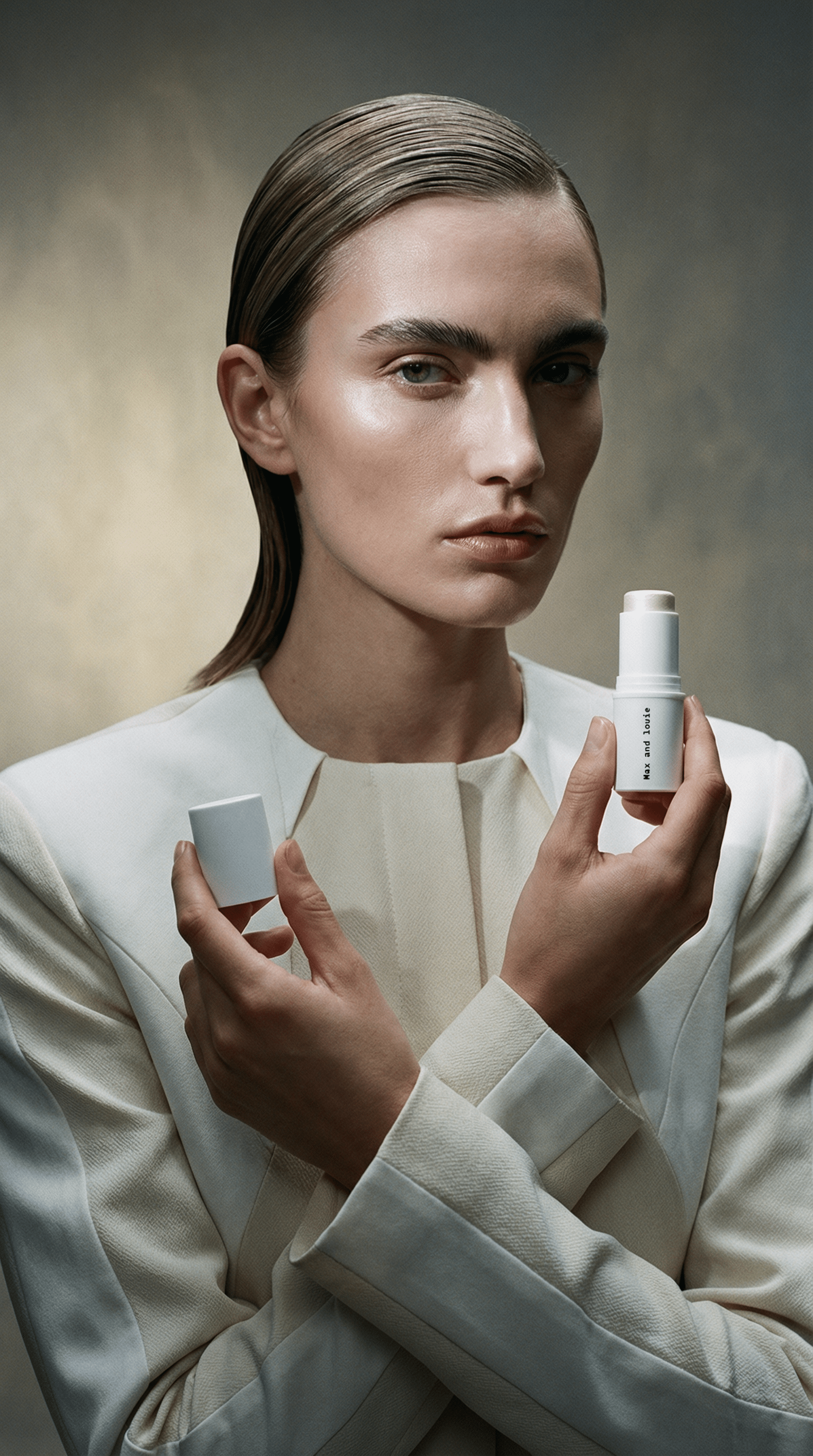 AI product shot of Max & Louie Highlighter Stick - champagne dinner