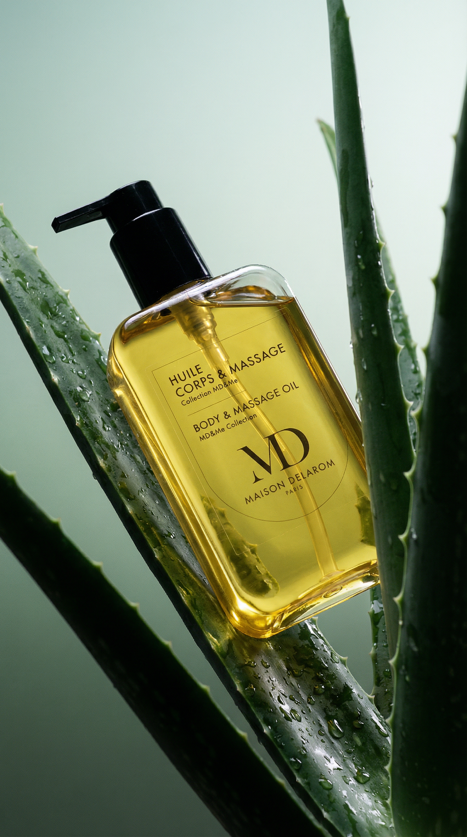 AI product shot of Kūno ir masažo aliejus MD&Me Collection 215 ml