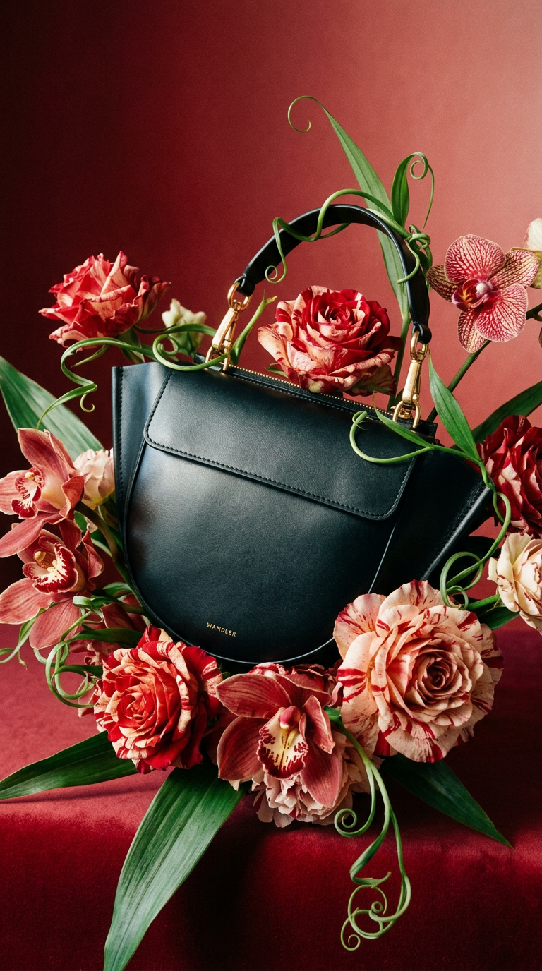 AI product shot of Wandler Tas - Hortensia Mini - Black
