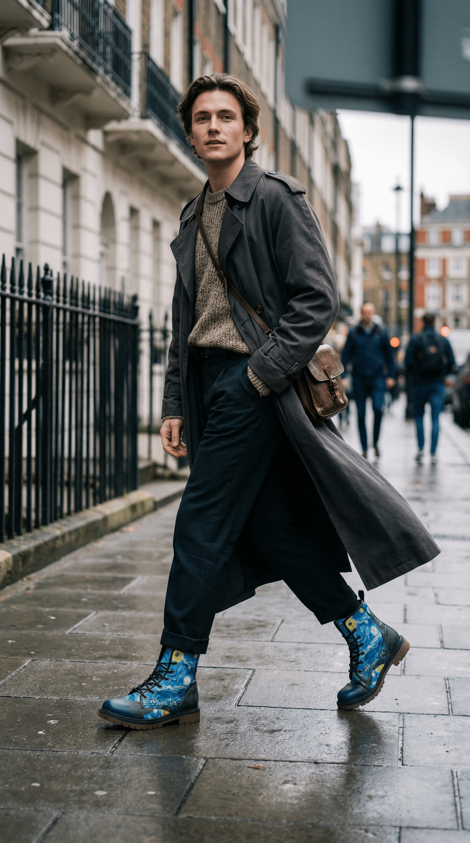 AI product shot of Vincent van Gogh Starry Night Boots