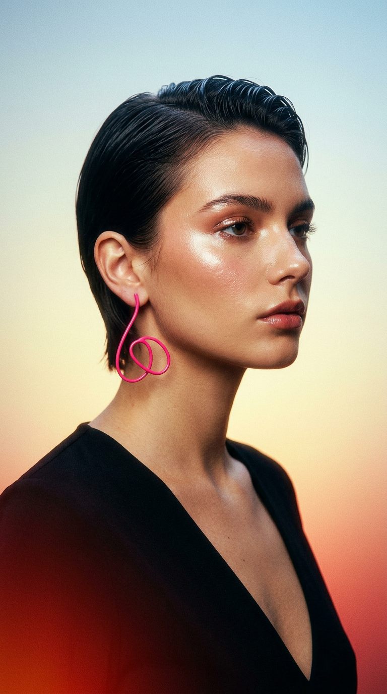 AI product shot of Linework Earrings Hot Pink 1