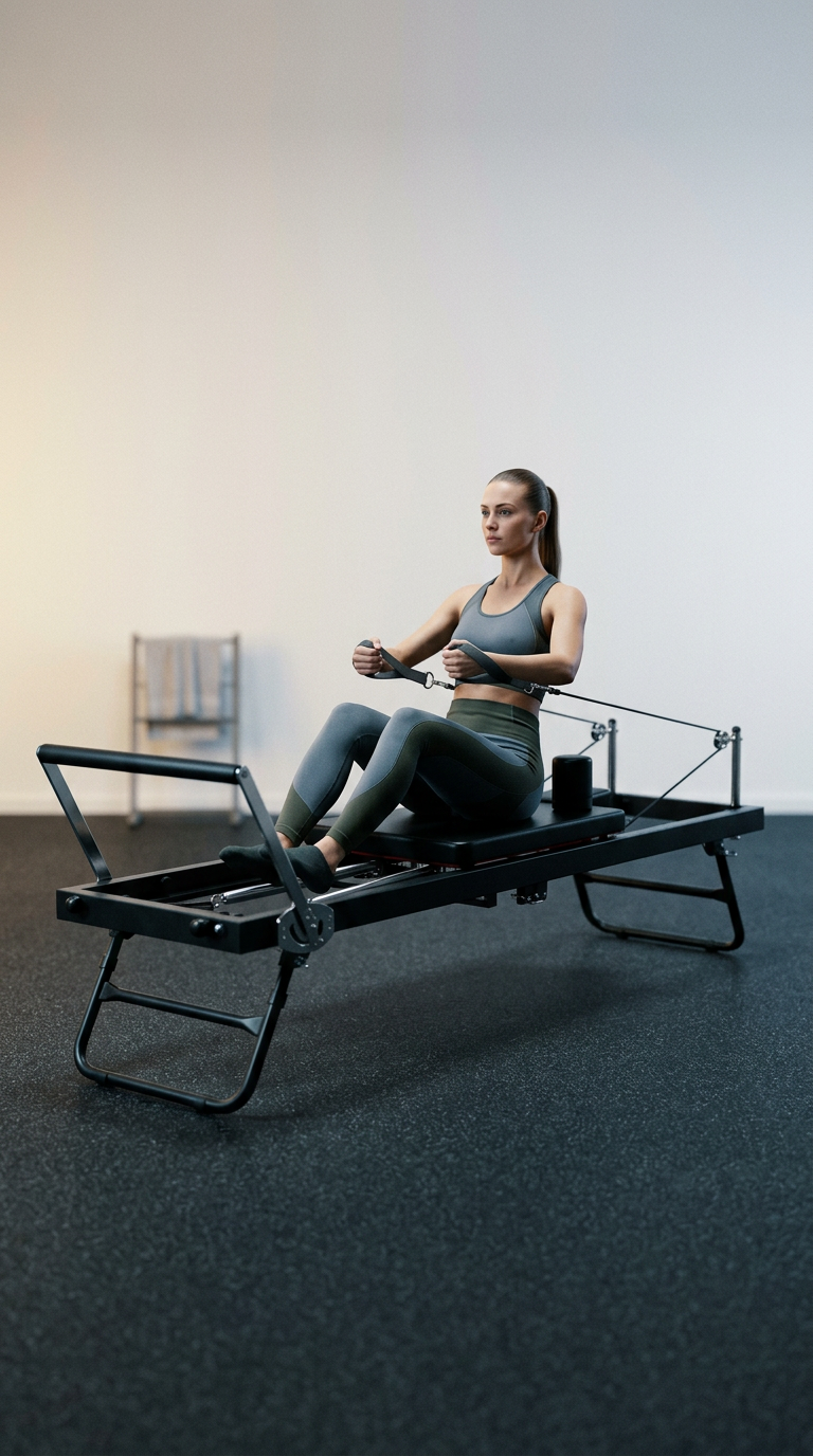 AI product shot of Folding Home Pilates Reformer Board Dual Resistance Machine