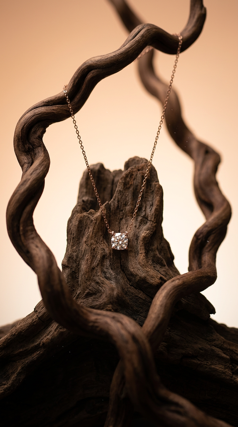 AI product shot of Sophie solitaire necklace