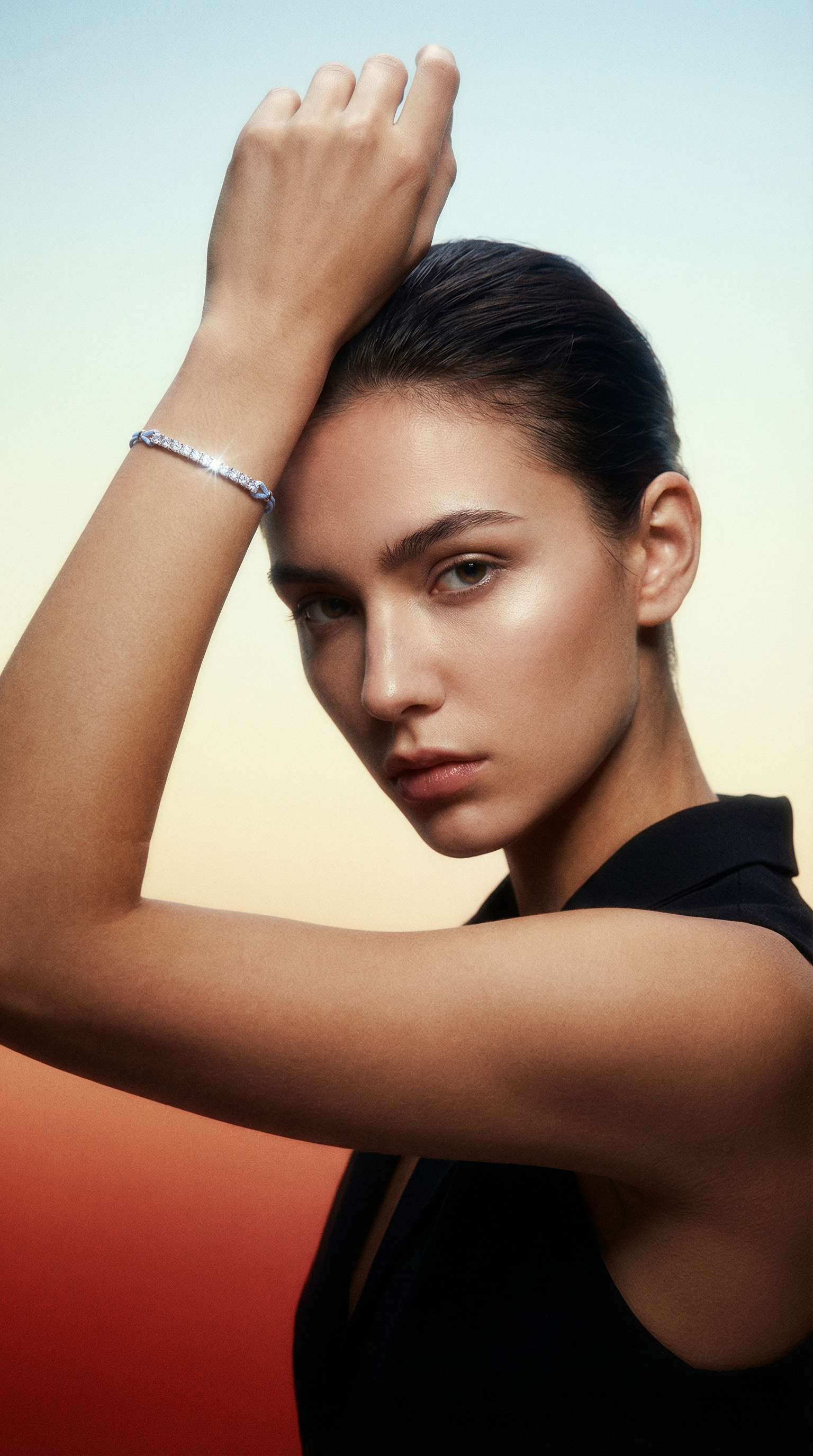 AI product shot of Pavé light blue cord bracelet 0.6ct