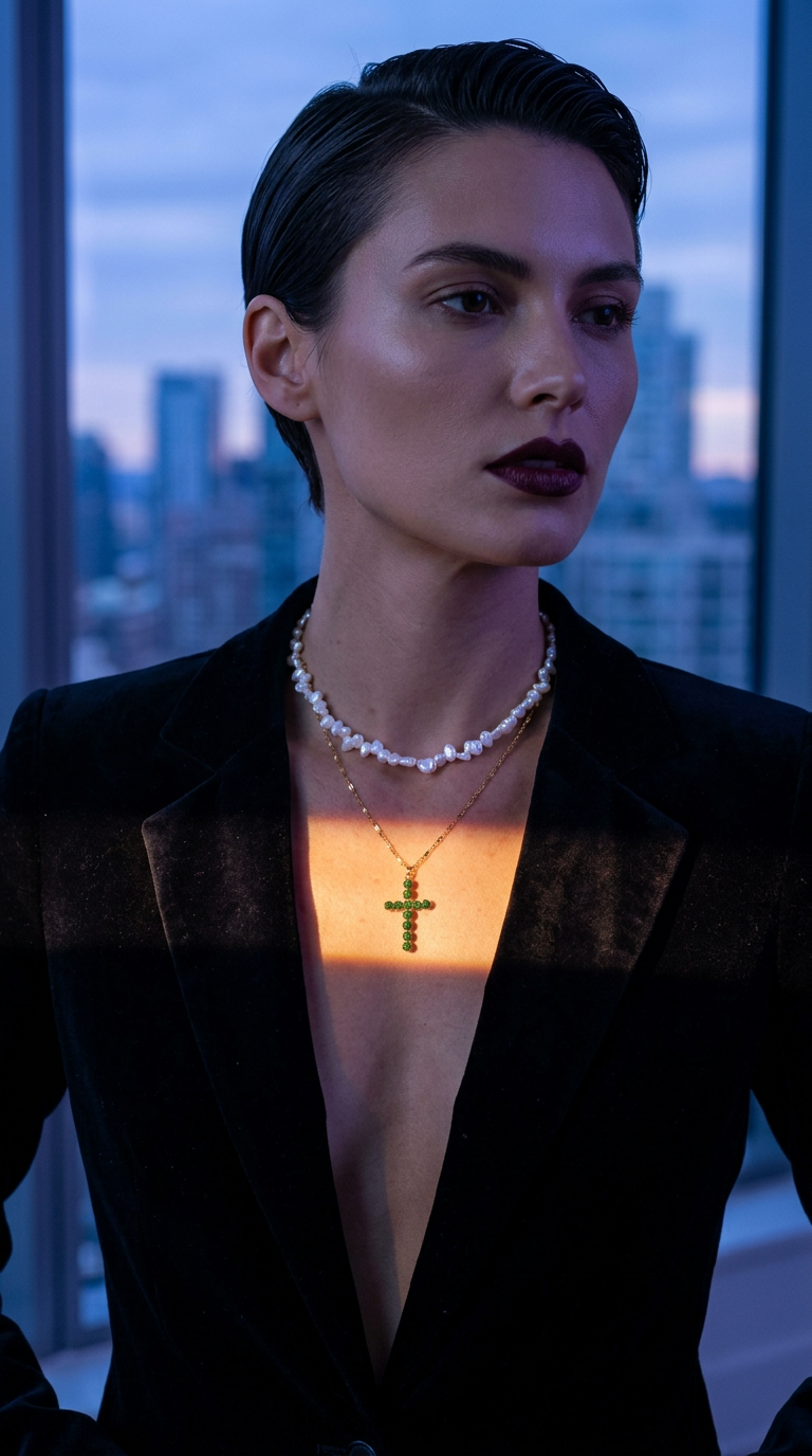 AI product shot of Eden Cross Necklace
