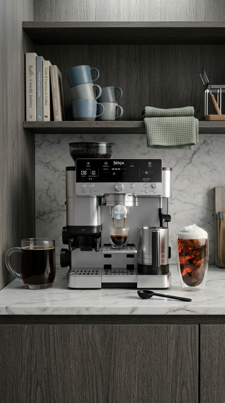 AI product shot of Ninja R-ES601 Luxe Café Premier Espresso Machine, Silver - Certified Refurbished