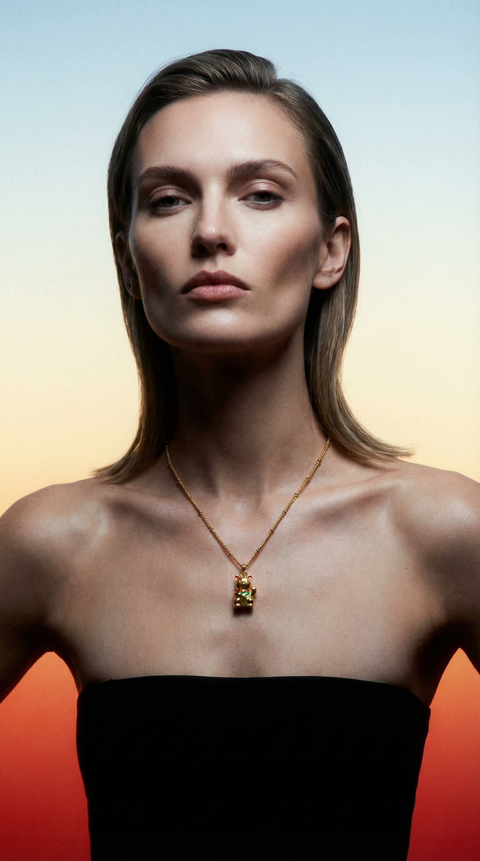 AI product shot of Lucky Cat Necklace