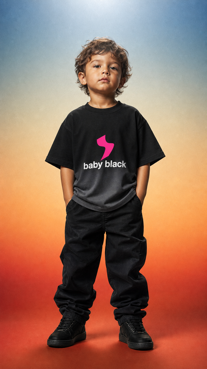 AI product shot of Baby Black Logo Tee