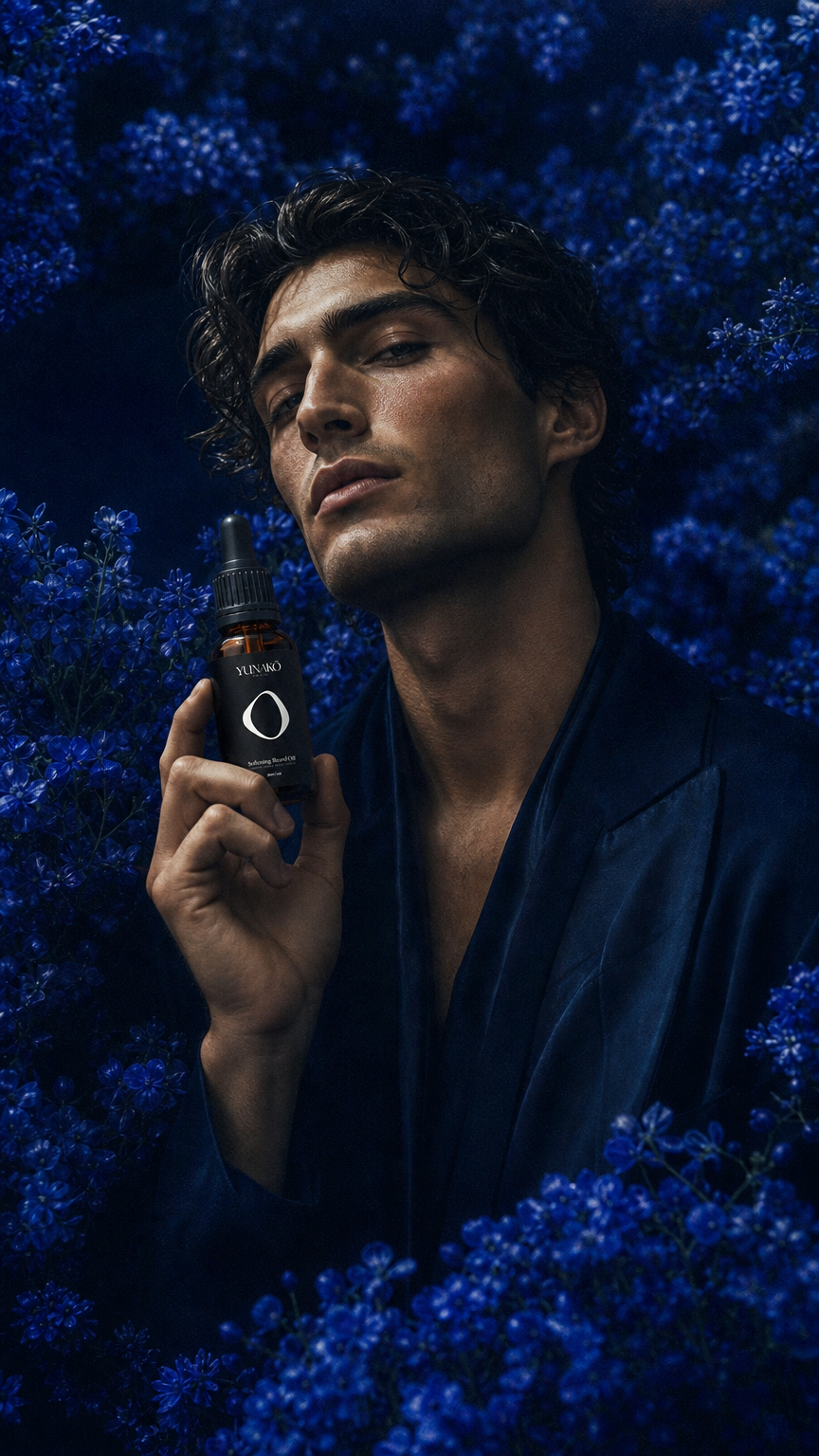 AI product shot of Yunakō Softening Beard Oil