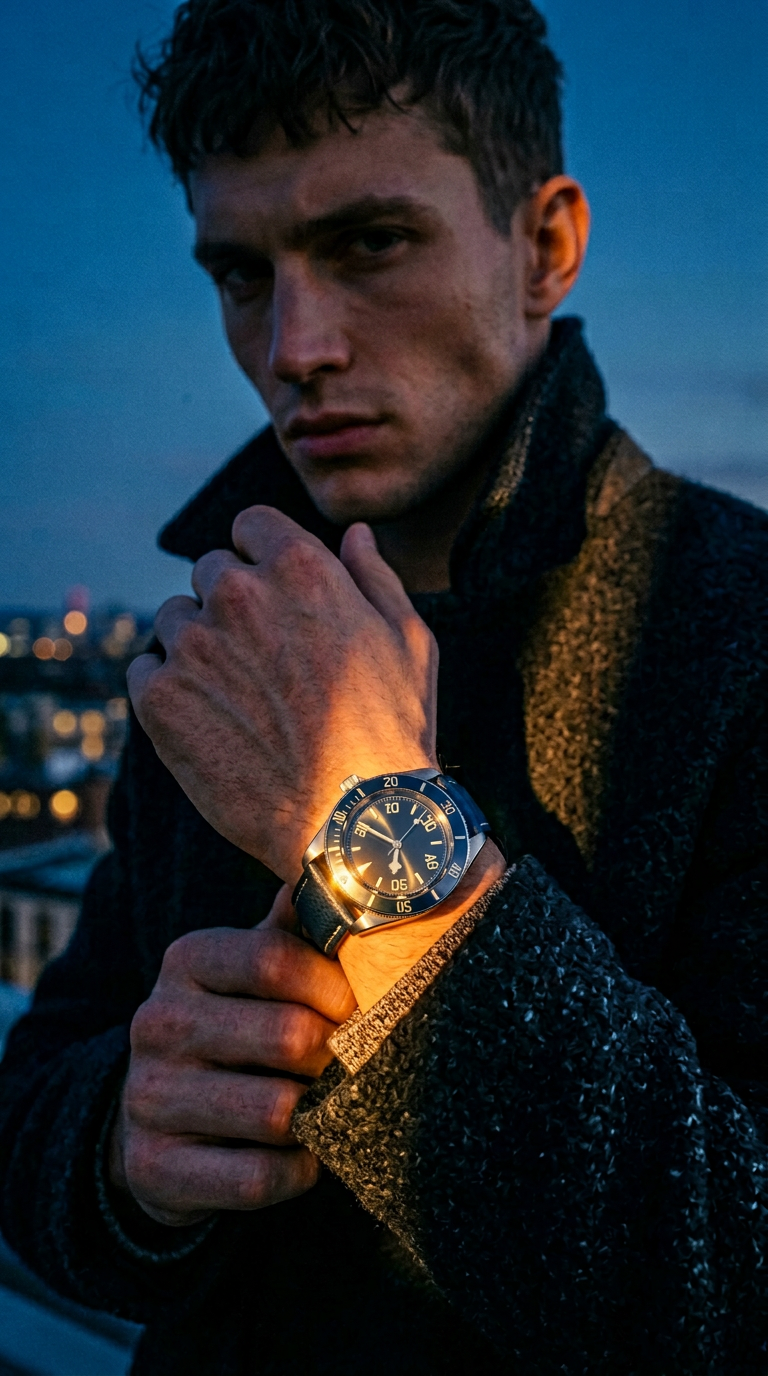 AI product shot of Blue Bezel