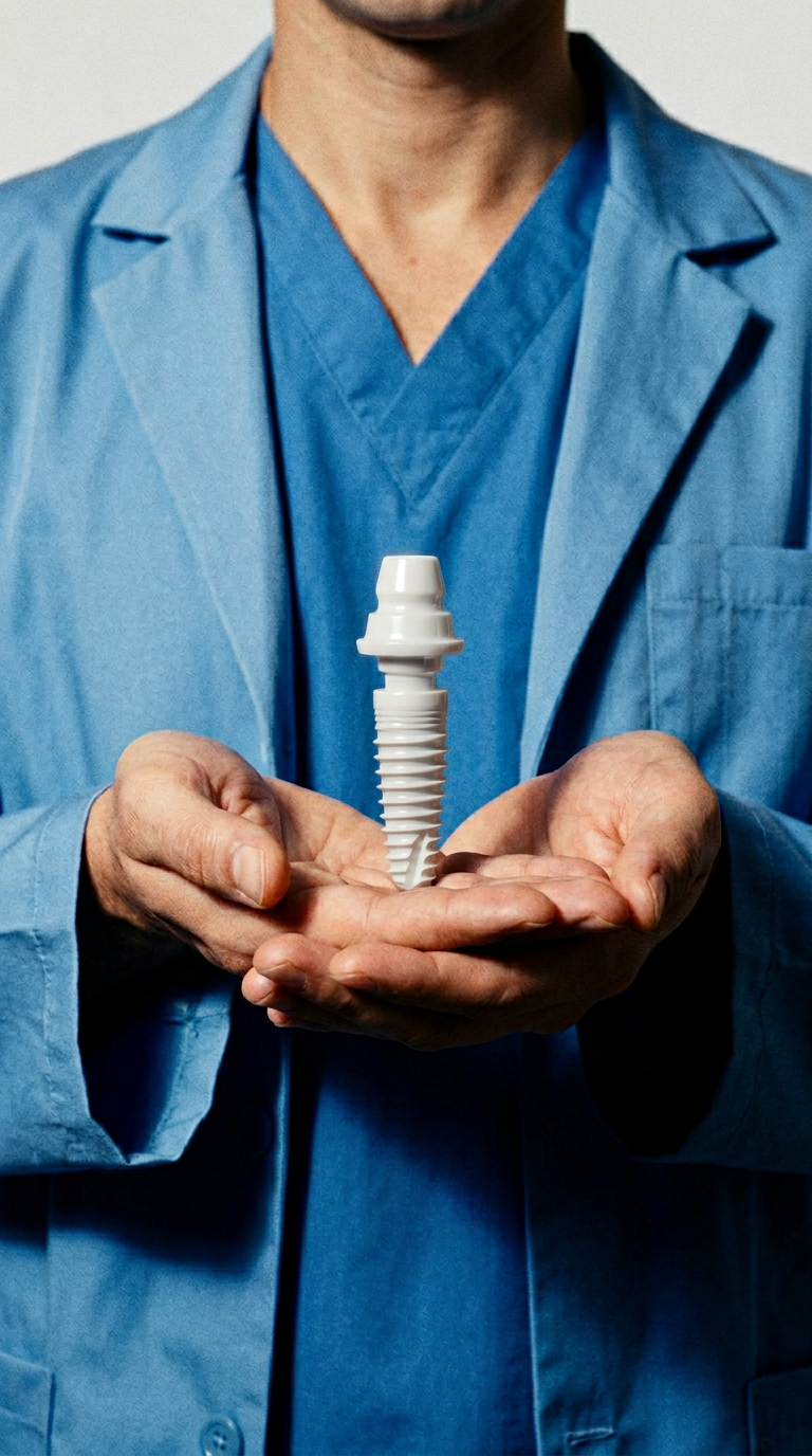 AI product shot of Ceramic and Titanium Dental Implants