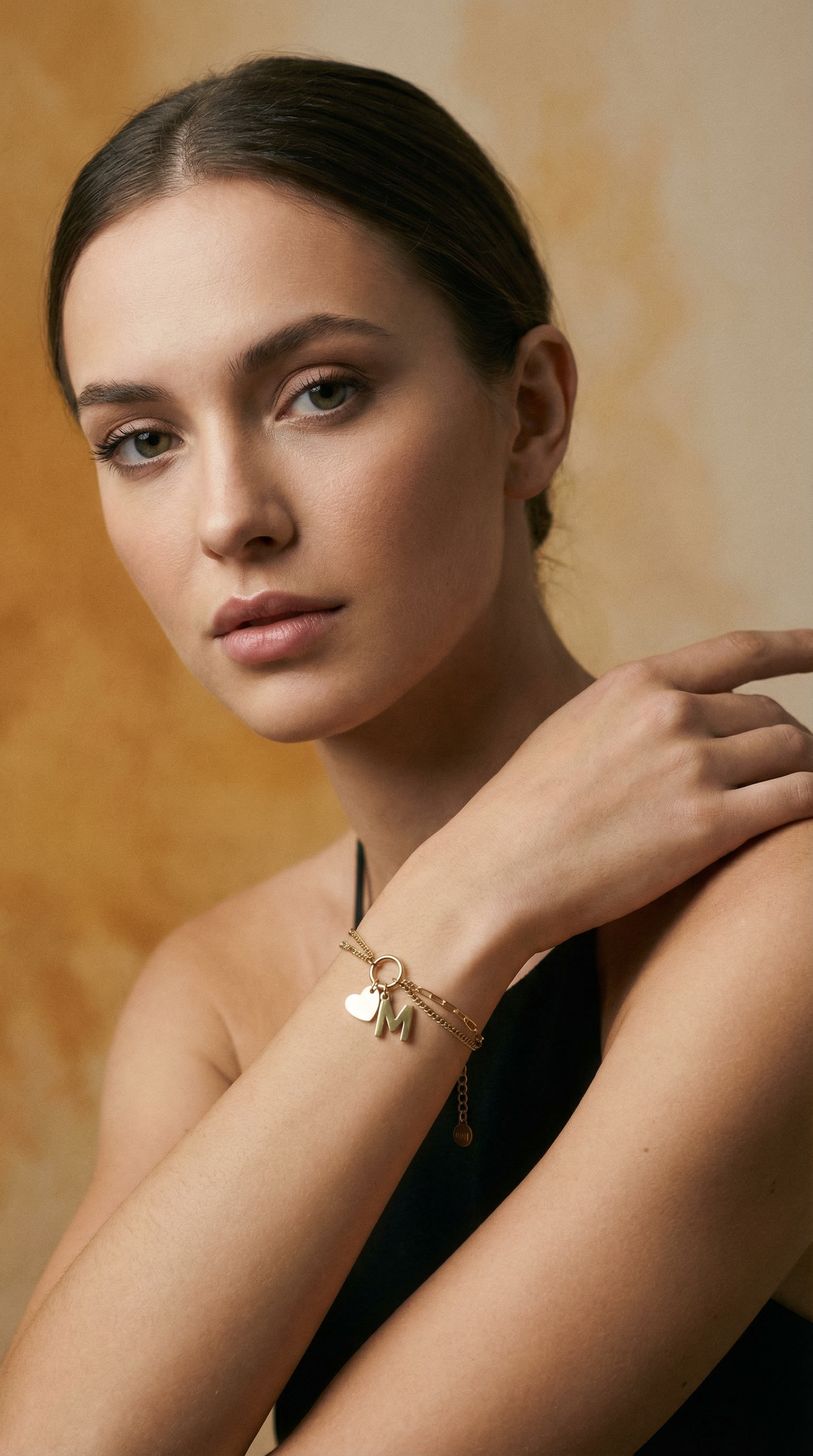 AI product shot of Initial double bracelet with heart