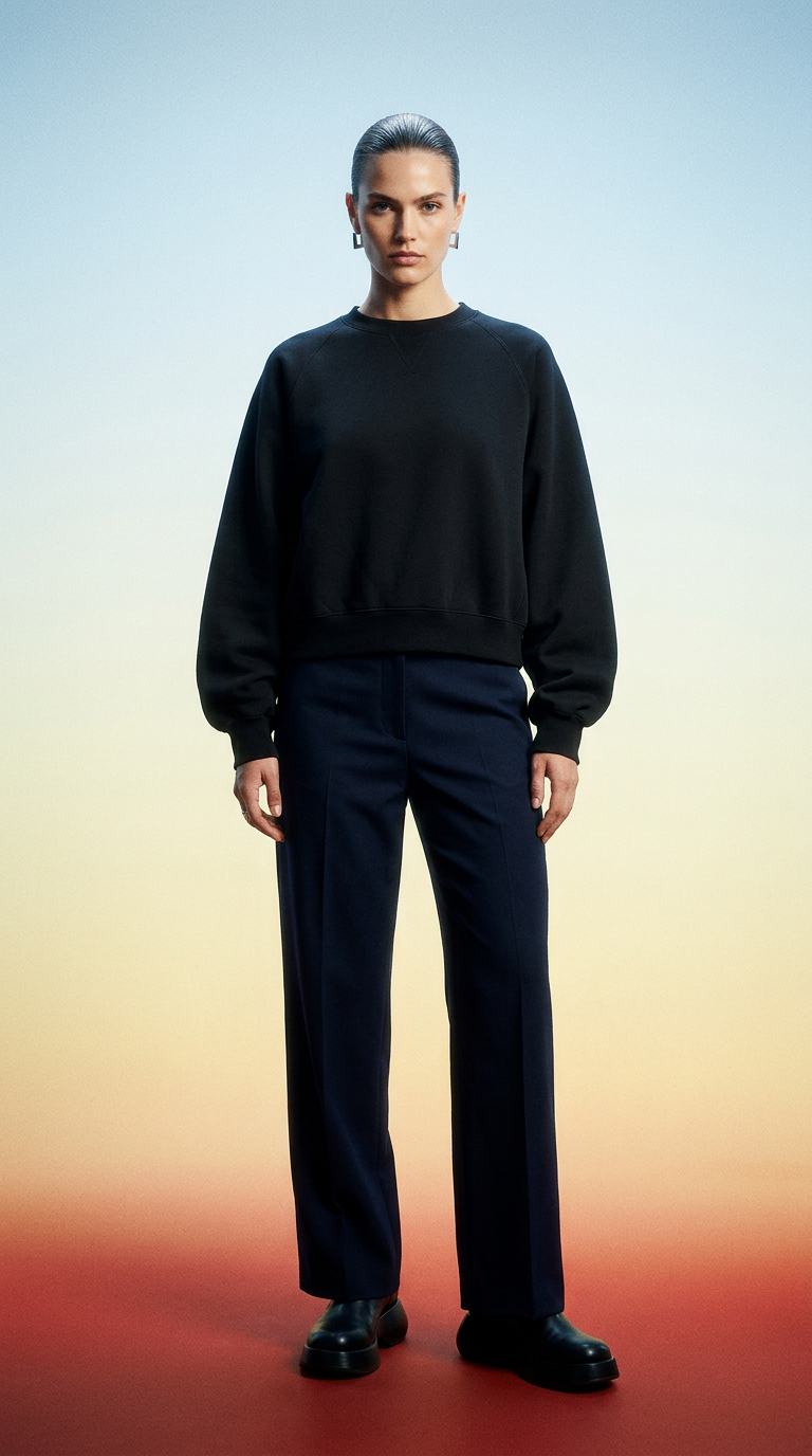 AI product shot of Essential Heavyweight Dolman Sleeve Boxy Sweatshirt
