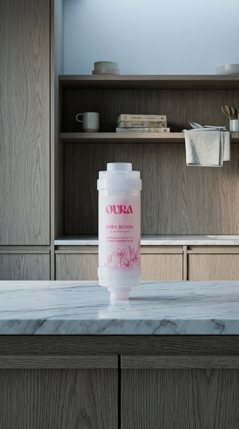 AI product shot of OURA Shower Filters