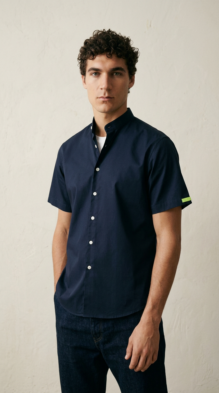 AI product shot of Navy Patch Logo Shirt