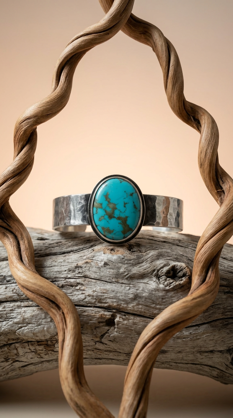 AI product shot of Celestial Ground Cuff (This one-of-a-kind piece has found its wearer)