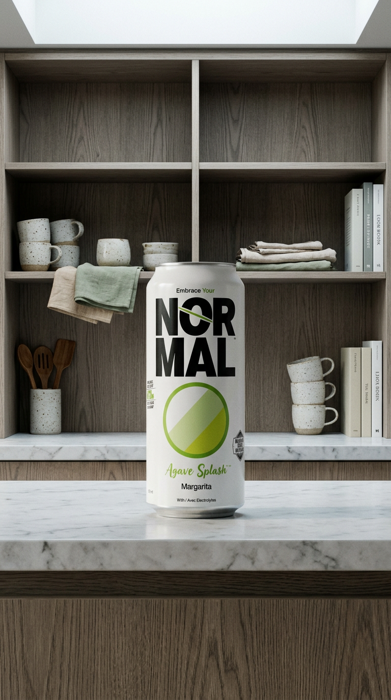 AI product shot of Normal Beverage Ltd. - Embrace Your Normal™ Non-Alcoholic Ready-To-Drink Cocktails