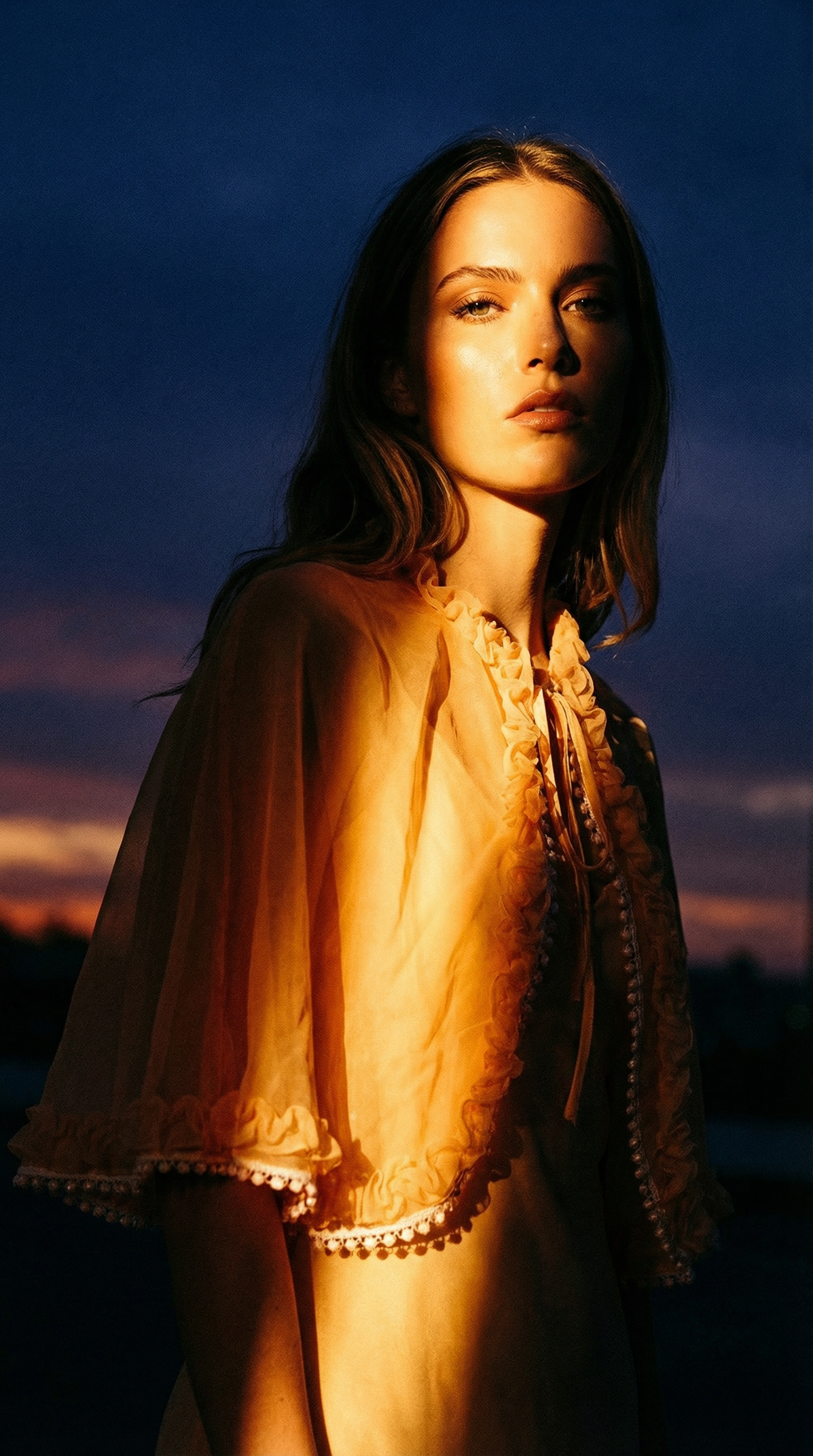 AI product shot of Orange Apricot 1960s Bed Cape