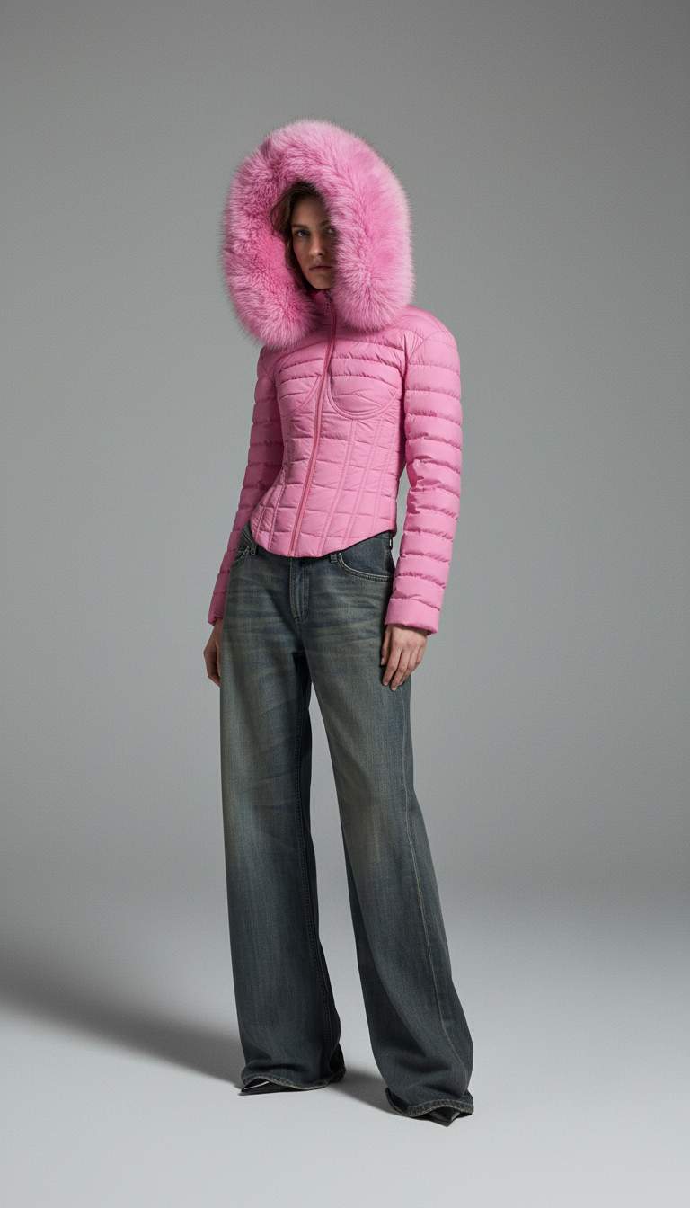 AI product shot of Hooded Corseted Puffer