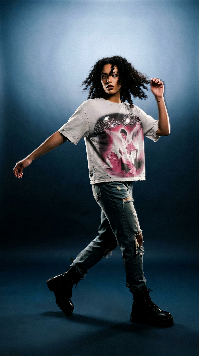 AI product shot of Angel Rhinestone Tee