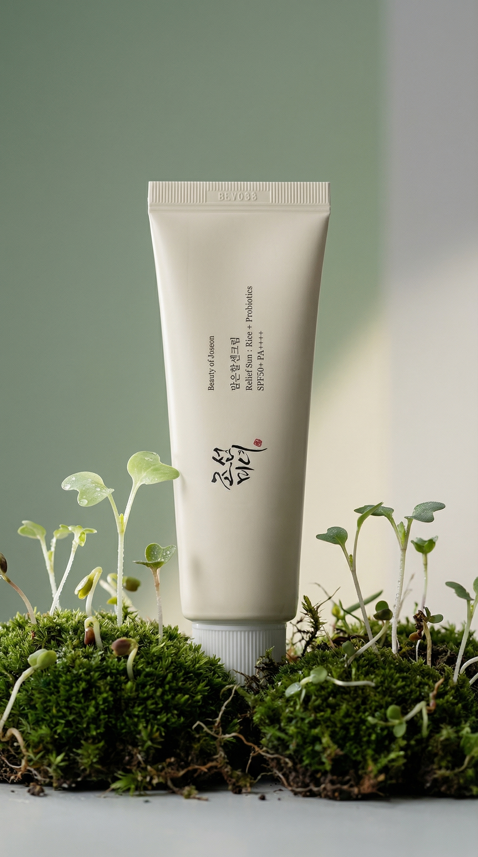 AI product shot of Beauty of Joseon - Relief Sun: (Rice + Probiotics SPF50+ PA++++)