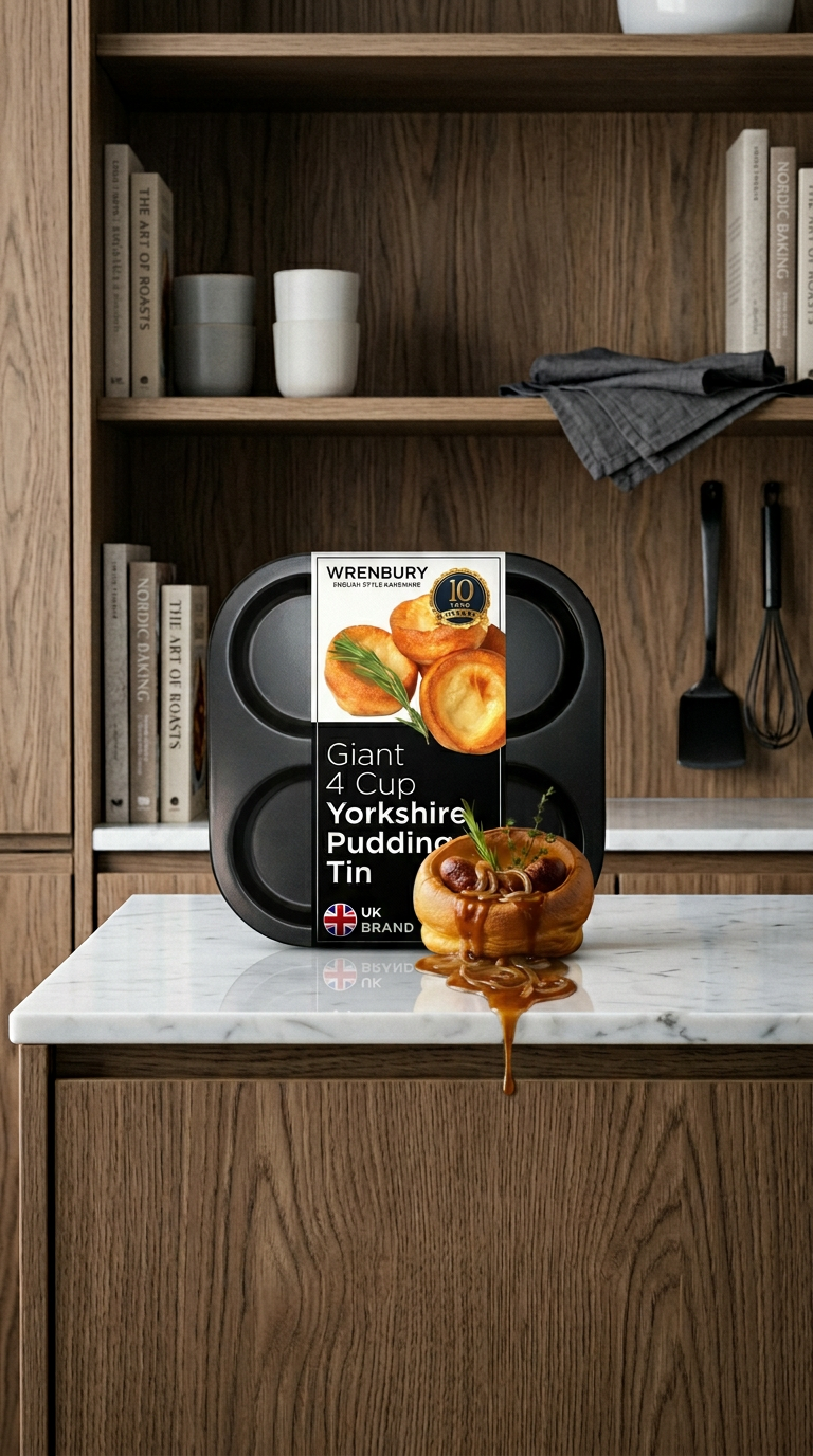 AI product shot of 4 Cup Non-Stick Yorkshire Pudding Tray
