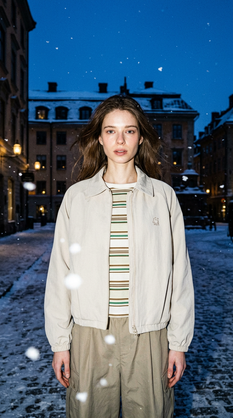 AI product shot of 휘게 프리미엄 자켓 - W (L/Beige)